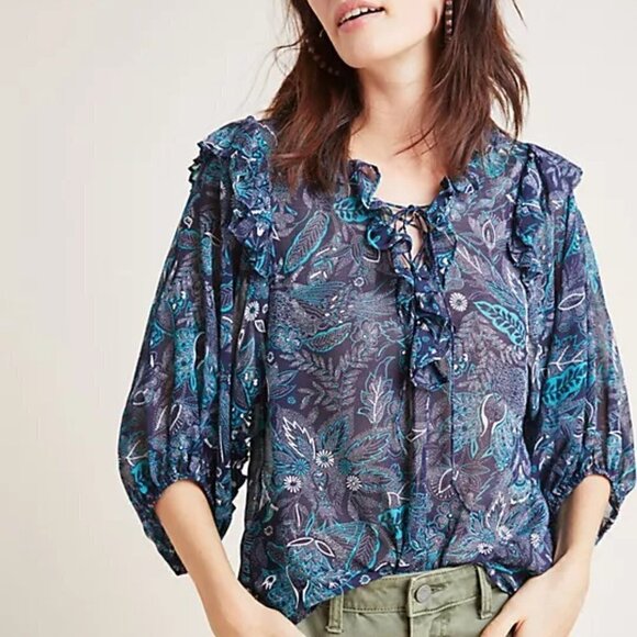 Anthropologie Haida Peasant Top Bohemian S - Picture 1 of 12